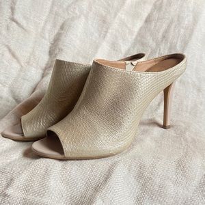 Calvin Klein Gold Leather Snakeskin Stiletto Mule